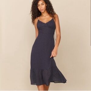 Reformation Navy Blue Embry Dress